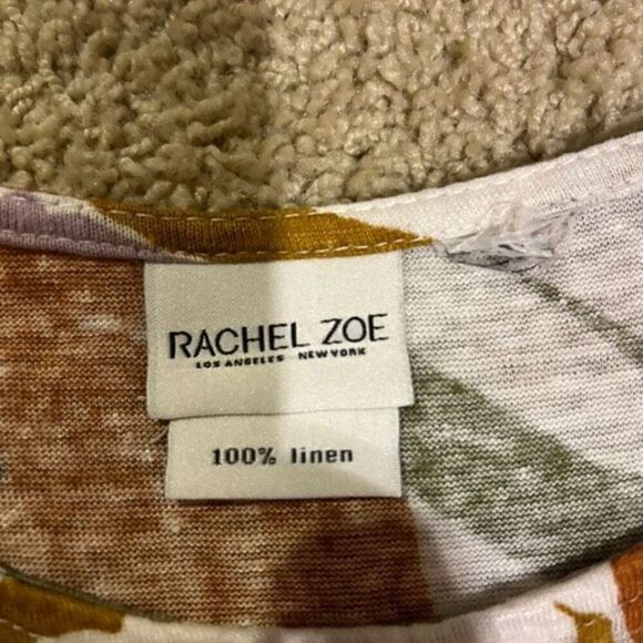 Rachel Zoe 100% linen cap‎ sleeve shirt tail top size M BIN P - Picture 5 of 6